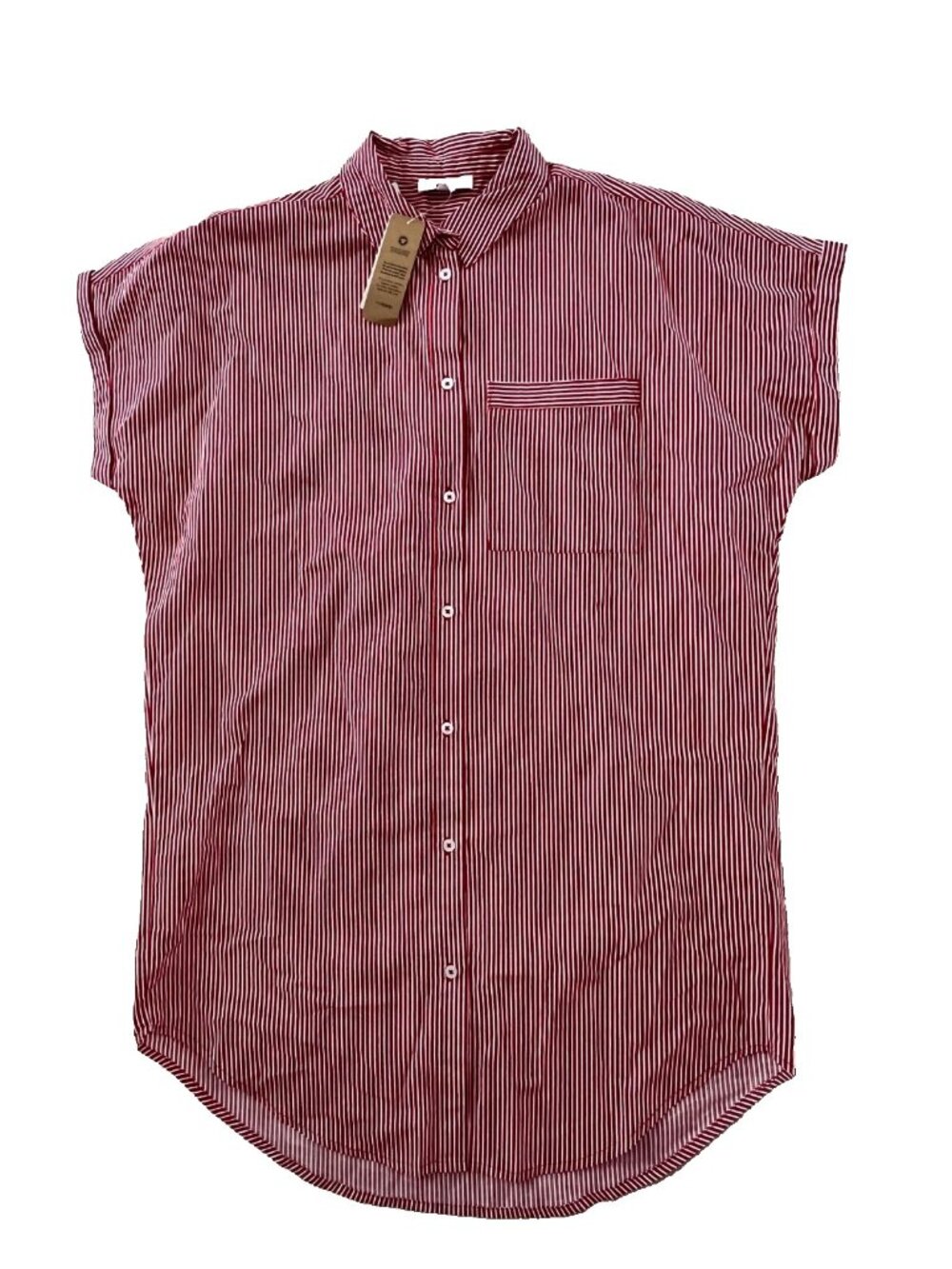 Etam Solea Liquette Soft Coast Stripe Sleep Chemise Red ( S )